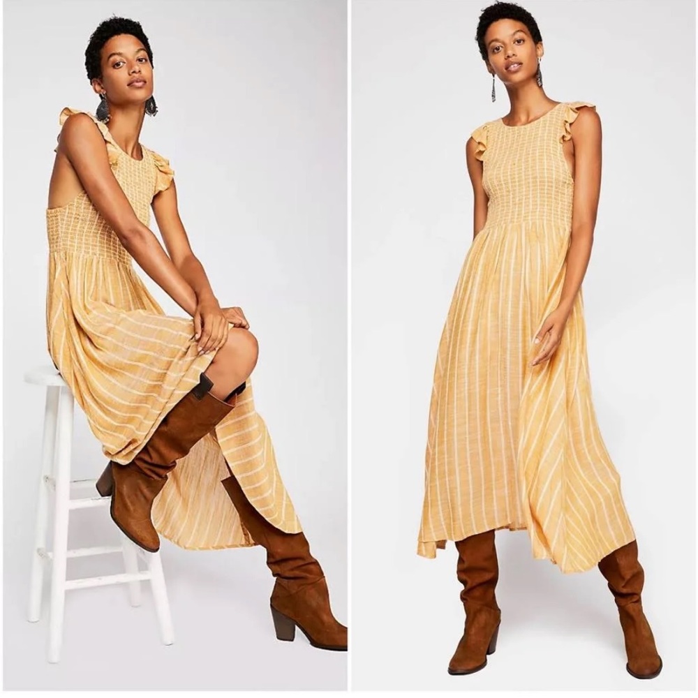 Free People Chambray Butterflies Midi Dress